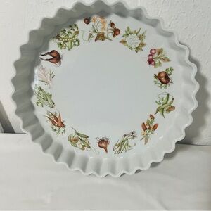 PILLIVUYT  - White Fluted Porcelain 12” QUICHE/TART PAN Vegetable Design France